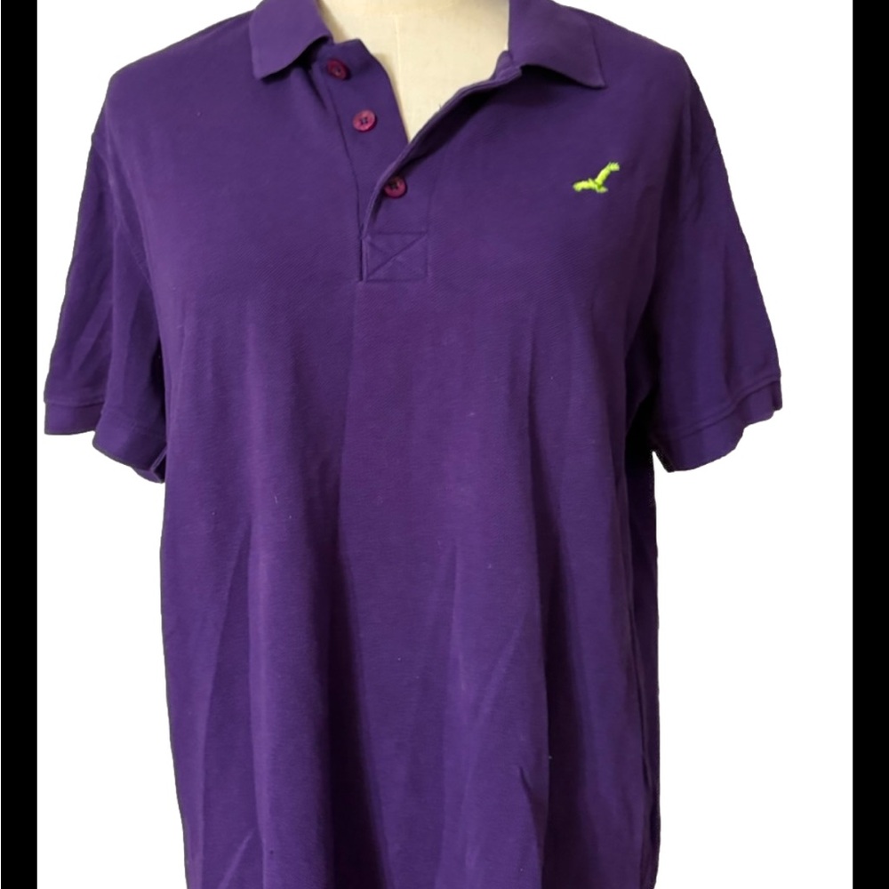 American Crew Men’s Large Purple Polo Collard Shirt Short